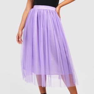 Lilac Tulle Midi Skirt